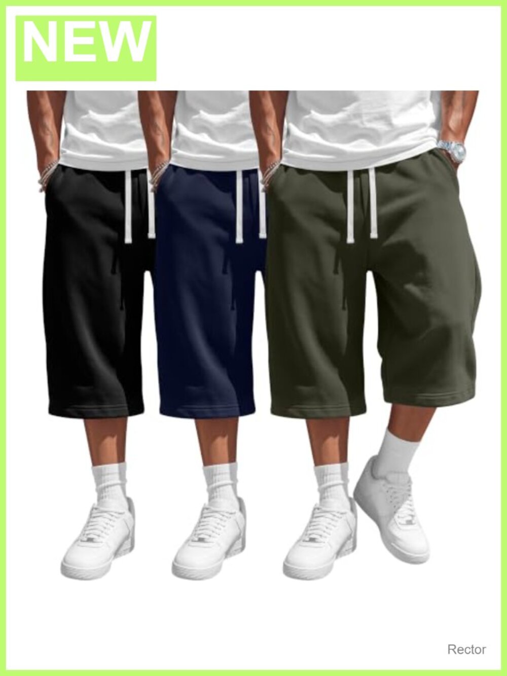 3 Pack Baggy Plus Size Capri Pants Men's Casual Joggers